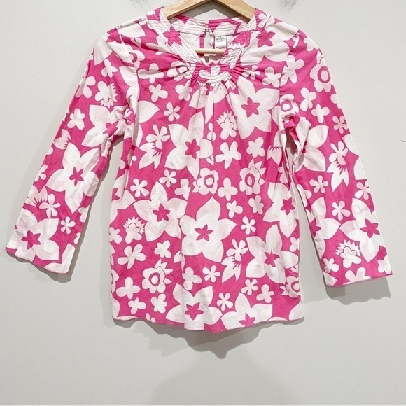 MINI BODEN Floral Tunic Top Pink White Beachy Tropical Barbiecore Size 9-10 year - Picture 10 of 10